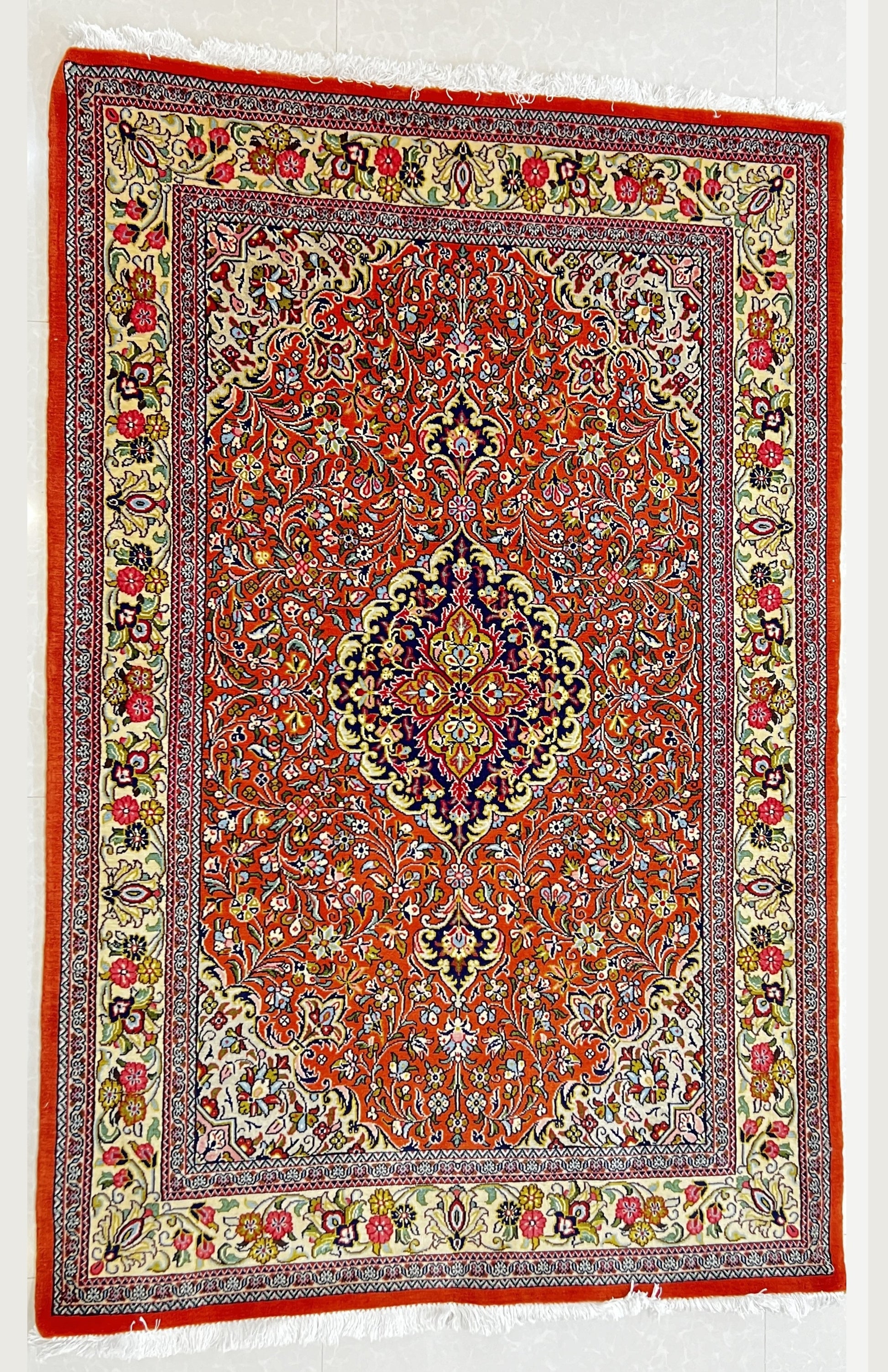 Qom rug, Persian rug, handmade rug, kurk wool, medallion rug, traditional carpet, Iranian rug, Lachak Toranj, luxury decor, oriental rug, hand-knotted carpet