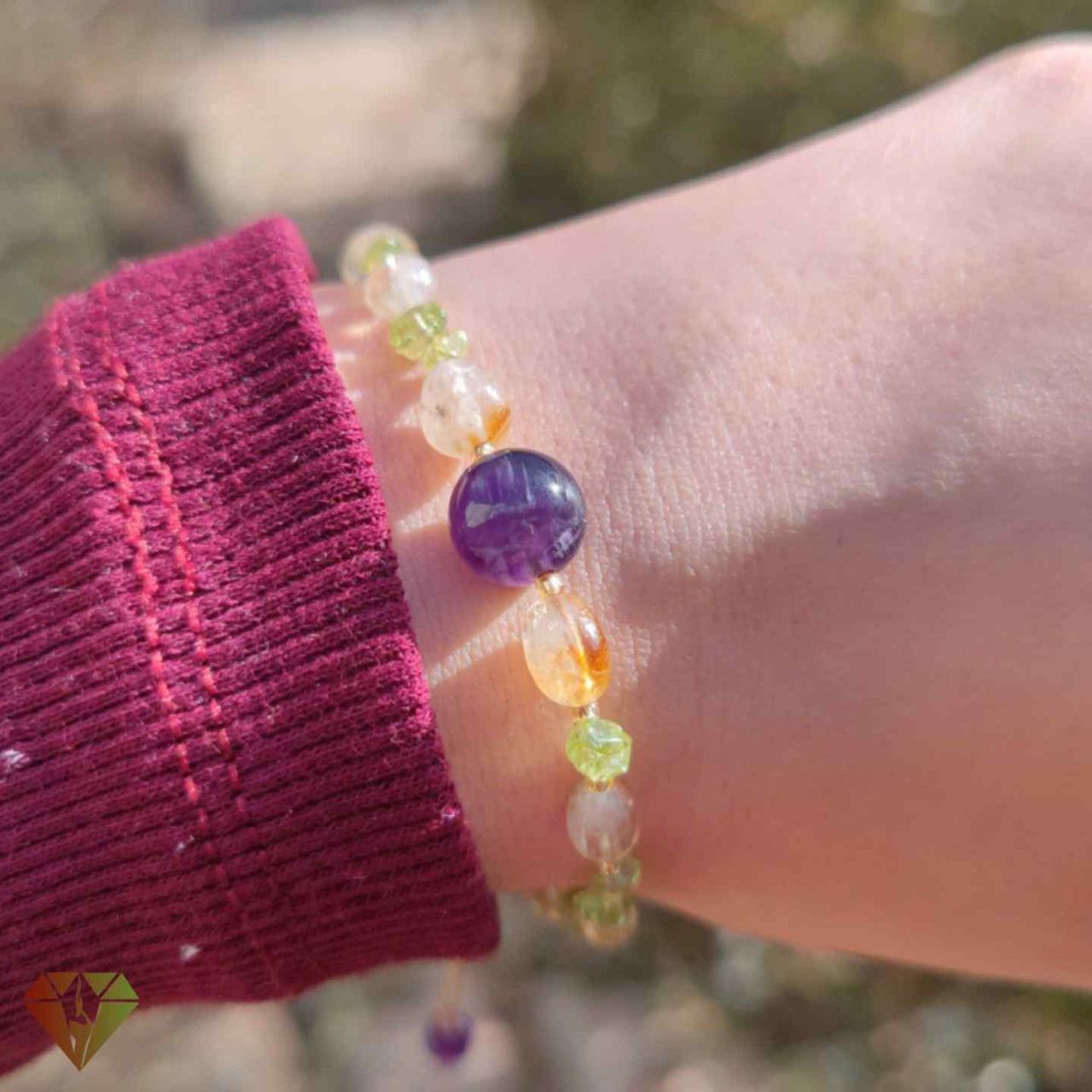Pulsera de riqueza de amatista, citrino y peridoto: atrae la prosperidad y la energía positiva
