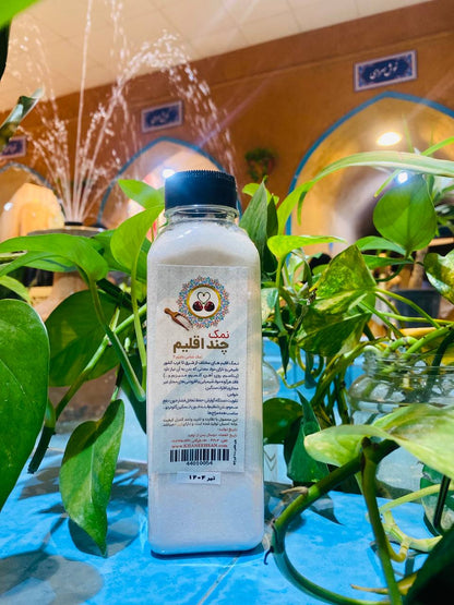 special salt, natural salt blend, Urmia Lake salt, Jahrom salt, Himalayan pink salt, powdered rock salt, premium salt, healthy cooking salt, 600g salt pack, gourmet salt mix, mineral-rich salt, artisanal salt bottle