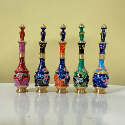 Decorative brass kohl bottles – multicolor designs, traditional style