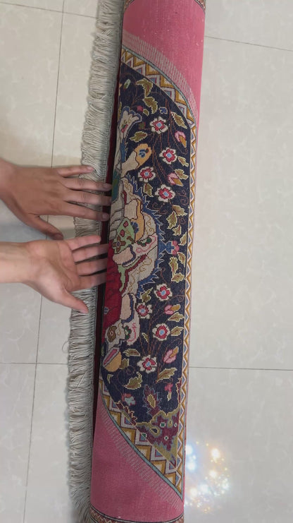 Rare Vintage Kashan Rug – Layla & Majnun Design – 80 Years Old